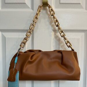 BNWT Tiffany & Fred quilted sheepskin leather pouch chain shoulder bag